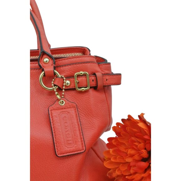 Coach Like New Coral/Red Leather Handbag Crossbody - Picture 5 of 11